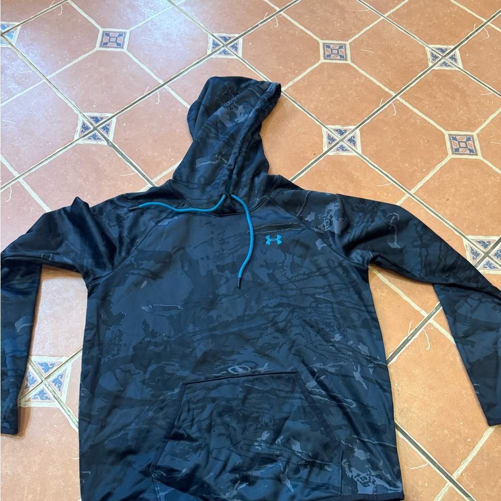 Under Armour Gray Camouflage Hoodie with Teal Accents